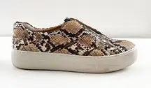 J Slides Heidi Snake Embossed Platform Slip On Shoes Sneakers Tan 7