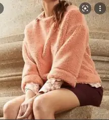 Madewell Size XXS Superfurry Pink Sherpa Fluffy Cropped Sweatshirt Top