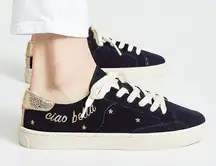 Ciao Bella Ibiza Navy Blue Crushed Velvet Star Sneakers Size 7.5 Preppy