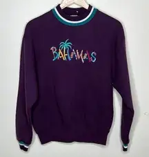 BAHAMAS PURPLE COLORFUL EMBROIDERED MEDIUM CREWNECK SWEATSHIRT