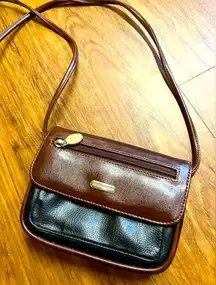 Liz Claiborne brown and black small leather Crossbody purse