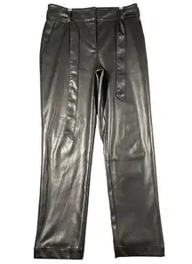 LOFT Womens 8 Tall Black Imitation Leather Flat Front Casual Dress Career Pants