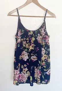 Doe & Rae Floral Navy Blue Tank Top Blouse