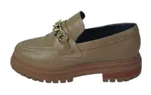 Anthropologie Women's Brown Lug Sole Gold Chain Chunky Platform Loafers Shoes 6