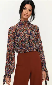 Free People All Dolled Up Black Floral Mesh Crop Top - Size - XS