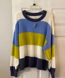 Aerie Blue and Yellow Crew Neck Sweater with Colorblock Design so soft brand new