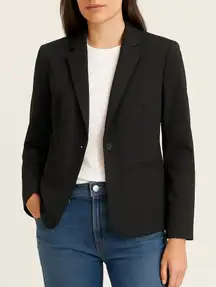 Everlane Womens Black 100% Wool One Button Blazer Size 10 Fully Lined Jacket