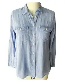 RALPH LAUREN Denim & Supply Blue & White Checked Button Down Shirt ~ Women's MED
