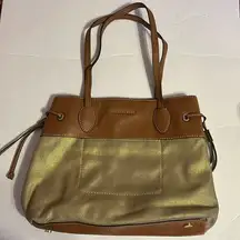 Michael Kors leather Brown & shimmering bronze hand bag