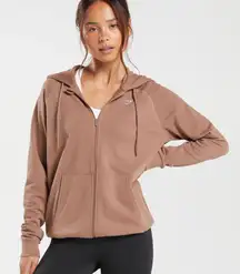 Gymshark Training Fleece Full Zip Hoodie Sweatshirt Women’s XS Taupe Brown Gym
