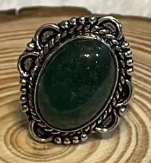 Green Aventurine Ring 925 Stamped- Unisex