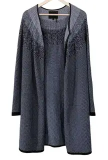 Nic & Zoe blue knit ombre long cardigan sweater small