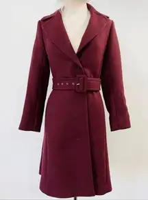 Club Monaco wool blend coat in dark cherry/ burgundy Maroon NWT