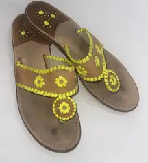 JACK Rogers Palm Beach Flat Beach Preppy Old Money Sandals Yellow size 8