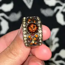 Brown Ring Decorated With Zircon Gems