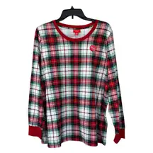 NWT Holiday Lane Women’s Plaid Pajama Top T Shirt Long Sleeve Pure Cotton XXL