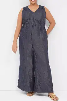 Lane Bryant Lurex Gauze Easy Jumpsuit Size 20 Blue