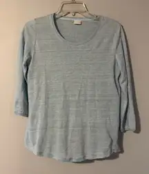Poetry Sky Blue 3/4 Sleeve 100% Linen Top size 4