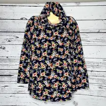 LuLaRoe NWOT Size L Blue - Floral Print Long Sleeve Amber Hoodie Sweatshirt
