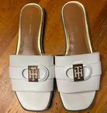 Tommy Hilfiger White Leather Pallavi Slide Sandals