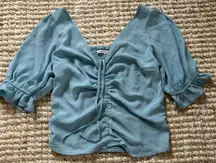 Cinched Front Puff Sleeve Top