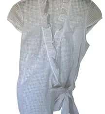 Saks Fifth Avenue White Ruffle Tye Blouse