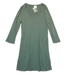 Sage Green Scoop Neck T-shirt Dress rayon spandex lightweight travel Size Large