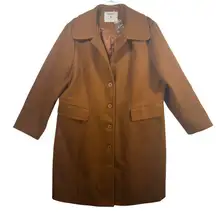 Agnes Orindi Camel Brown‎ Wool Look Long Winter Coat Classic Button Front 2X