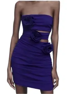 Zara Strapless Purple/Blue Dress(Size Large)