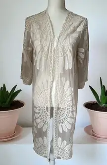 REBELLION White Lace Embroidered Tunic Coverup Size Small