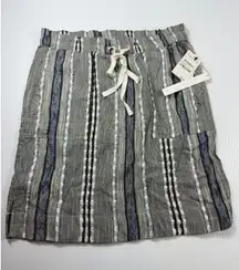 Caslon Skirt - Navy‎ Ivory Bubble Stripe - Drawstring Waist - Size S NWT
