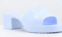 NWT BAMBOO Jelly Chunky Block Heel Sandals Spice-01 Blue Size: 6