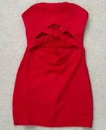 Homecoming dress - red strapless bodycon with cutouts