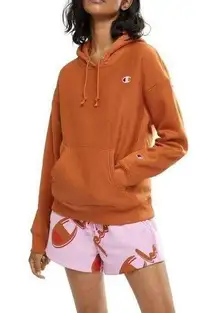 Champion Reverse Weave Rust Orange Cropped Hoodie Hooded Sweatshirt Sz Med