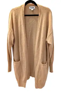 FILORO 100% Cashmere Open Front Cardigan Sweater Camel XS S Cozy Staple Basic