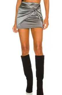 Superdown Samara Knot Mini Skirt in Silver