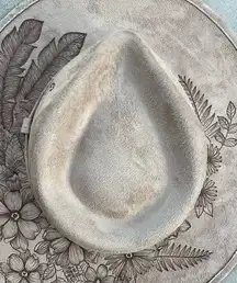 Floral taupe rancher style cowboy hat wide flat brim