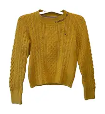Tommy Hilfiger long sleeve cotton yellow women's knit Sweater Size M with FLAW
