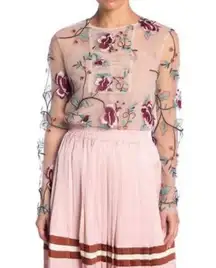 Endless Rose Embroidered Floral Mesh Top