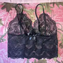 coquette black lace bow lingerie cami tank top