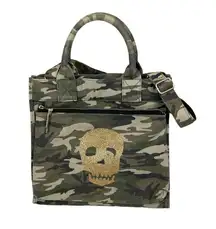 Quilted Koala Future Tote Bag Green Camo Gold Glitter Skull with Koala Bands