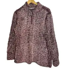 Weatherproof Women's L 1/4 Zip Teddy Fleece Pullover Maroon Mauve‎ Cozy Winter