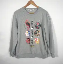 Vine and Valley Yin Yang Dragon Graphic Sweatshirt Crew Neck Gray Womens L