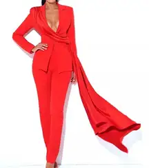 Red Miss Circle Vandra Blazer and Suit Pant Set Size M