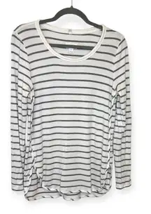 Market & Spruce Gray Stripe Long Sleeve Knit Top Casual Minimalist Soft Tee M