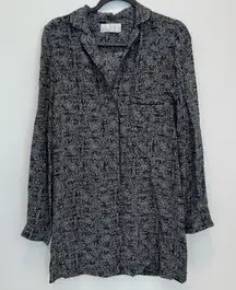 A.L.C. Womens Night Gown Size Small 100% Silk Button Front Sleep Dress Gray Blue