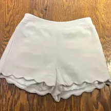 White Shorts With Scalloped Hem And Elastic Band in Back