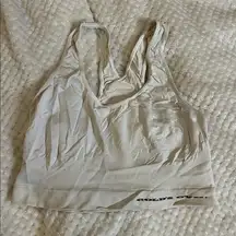 Large Golds Gym white razor back seamless sports bra