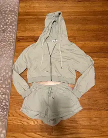 Young Fabulous & Broke Sage Green Hoodie and Short Set