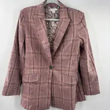 Sundance Jacket Womens M Rose Plaid Blazer‎ Preppy Linen Blend Long Academia